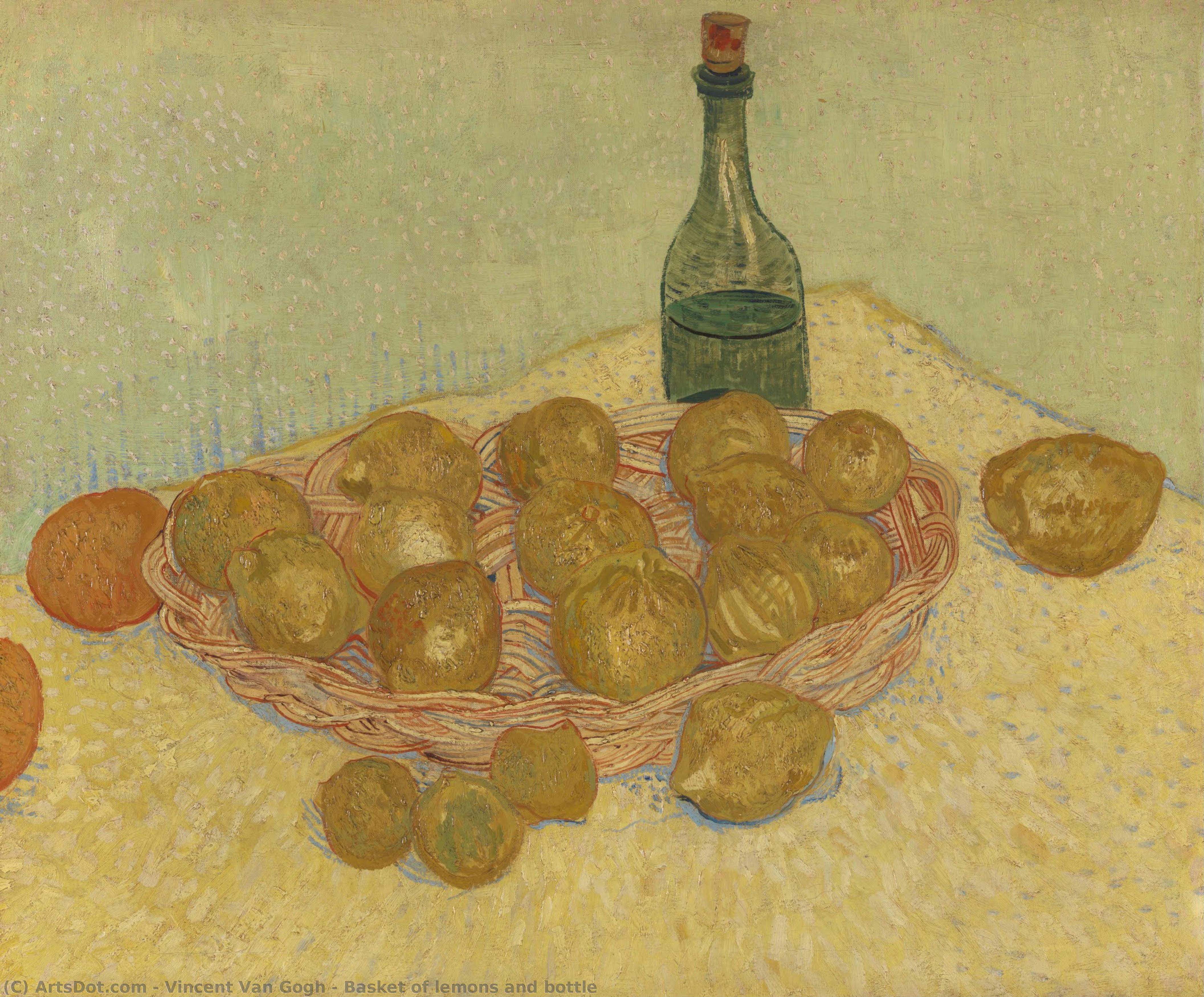 Ein Korb Mit Zitronen Und Einer Flasche — Vincent Willem Van Gogh