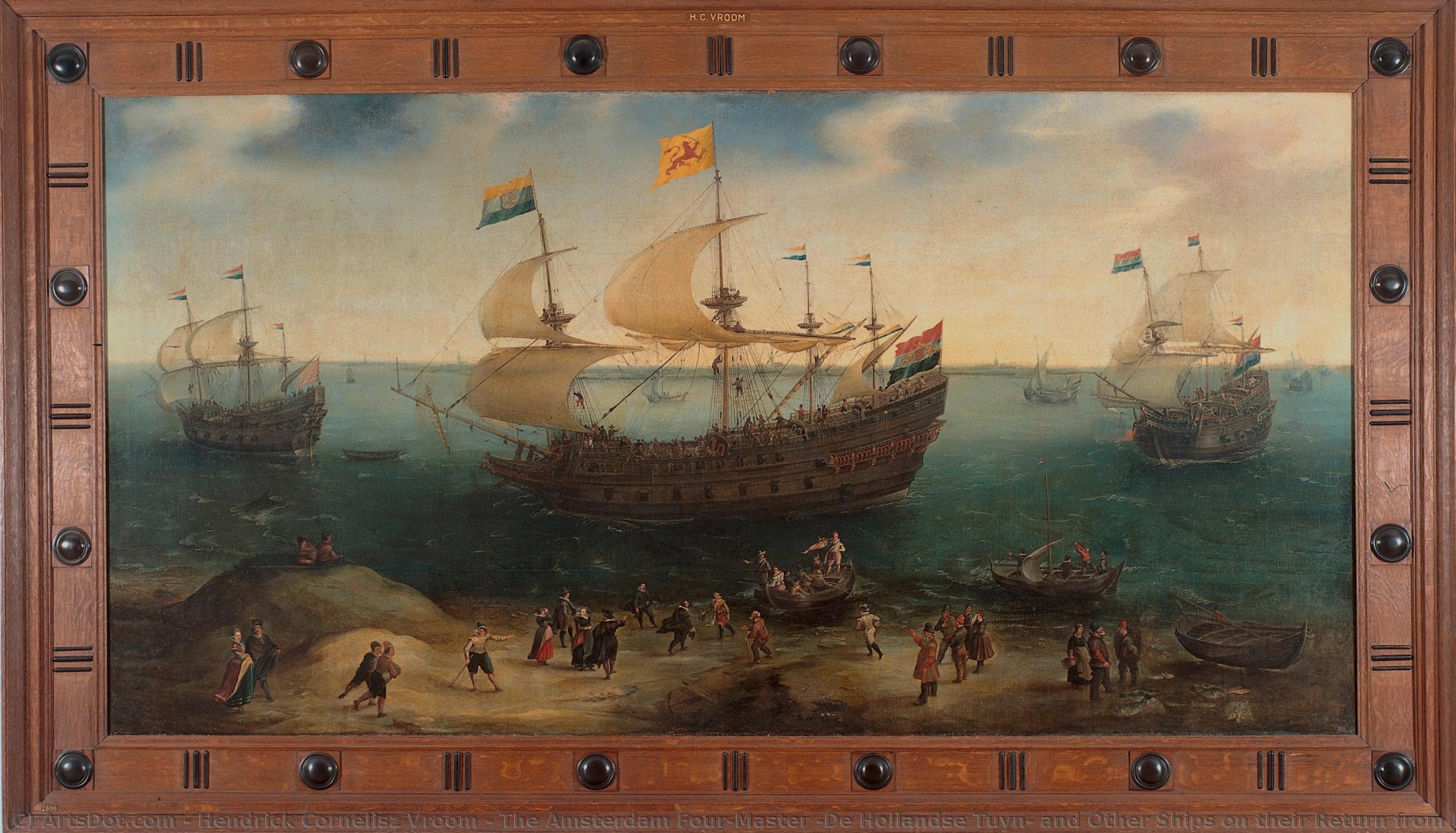 The Amsterdam Four-master ‘de Hollandse Tuyn’ And Other Ships On Their Return From Brazil Under The Command Of Paulus Van Caerden, Hendrick Cornelisz Vroom, C. 1605 - C. 1640 — Hendrick Cornelisz. Vroom