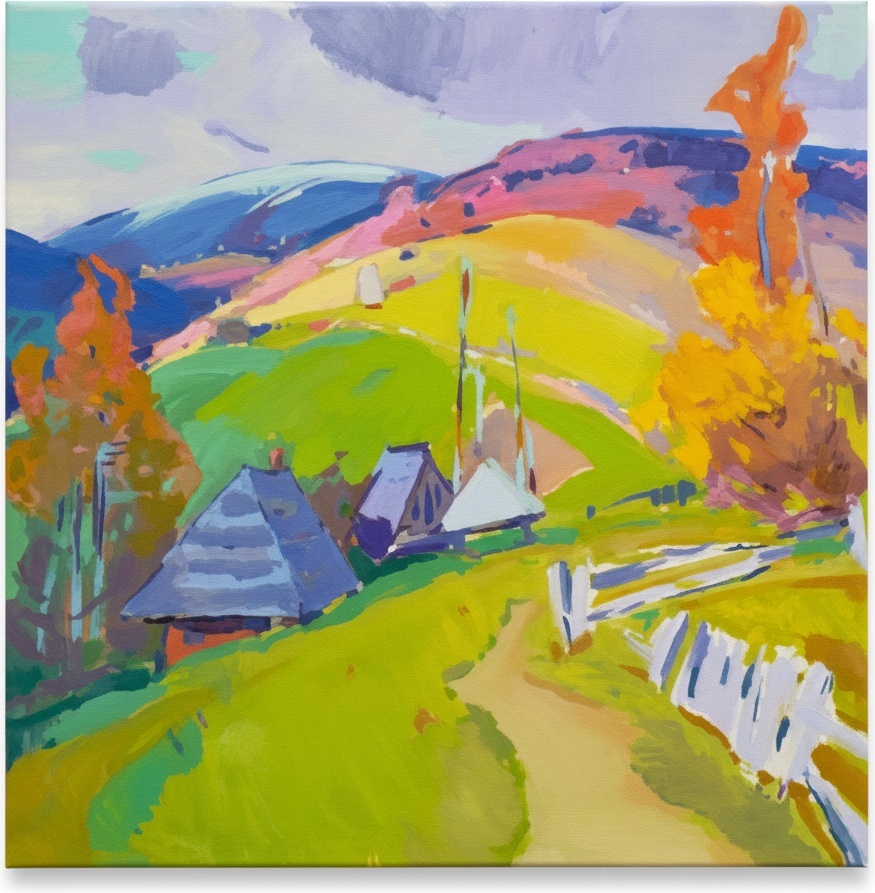 Luminous Verdant Valleys Under A Spontaneous Dance Of Impasto Light And Color — Charles Delorme