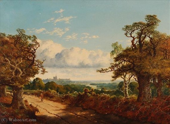 Egham Lane, Near Coopers Hill, Windsor Castle Beyond — Edward H. Niemann