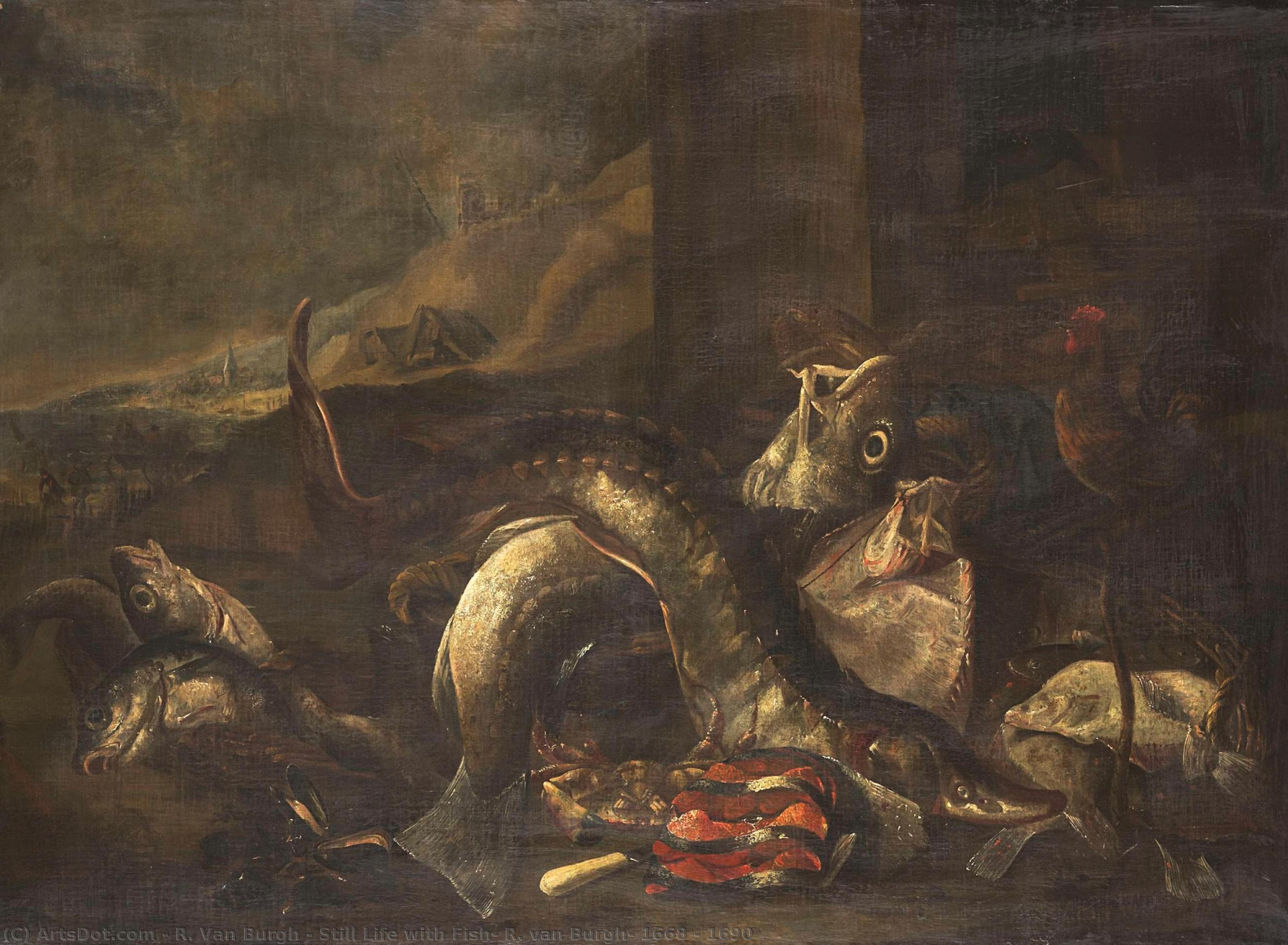 Still Life With Fish, R. Van Burgh, 1668 - 1690 — R. Van Burgh