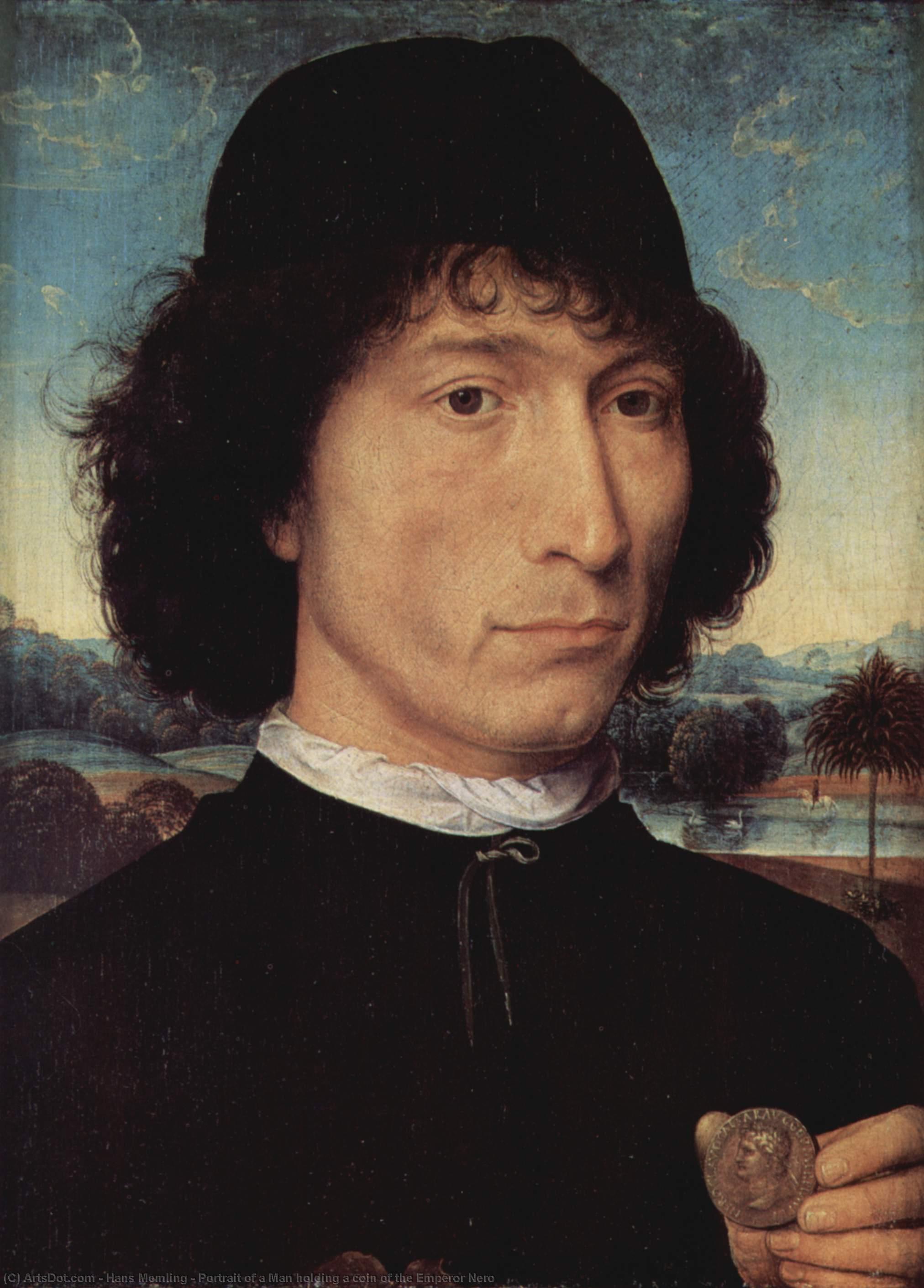 Portrait Of A Man Holding A Coin Of The Emperor Nero — Memling, Hans