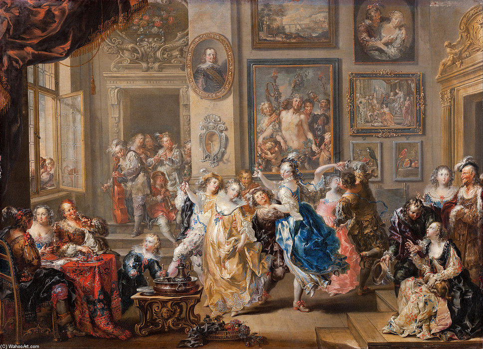 Dancing Scene With Palace Interior — Johann Georg Platzer