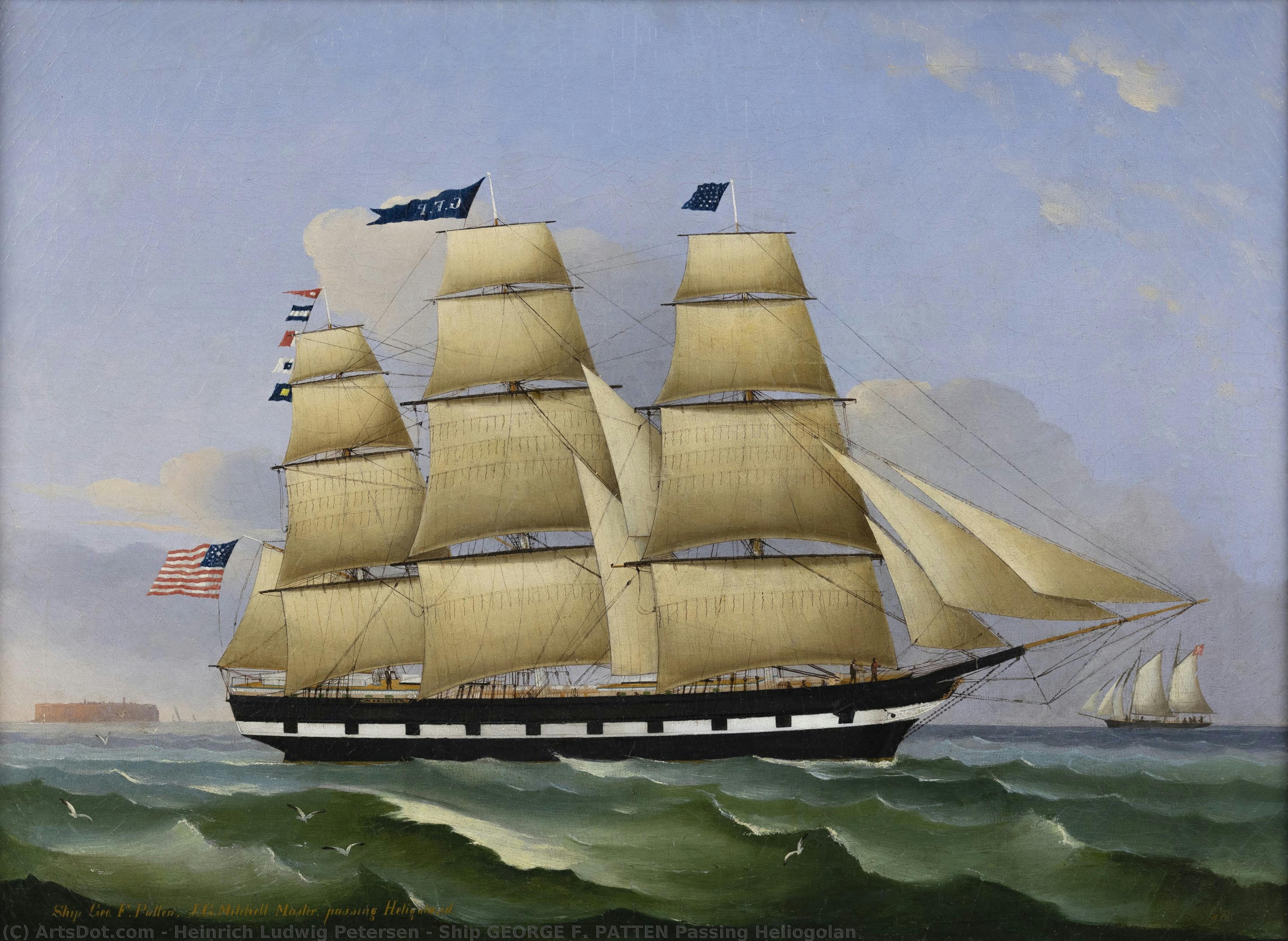 Ship George F. Patten Passing Heliogolan — Heinrich Ludwig Petersen