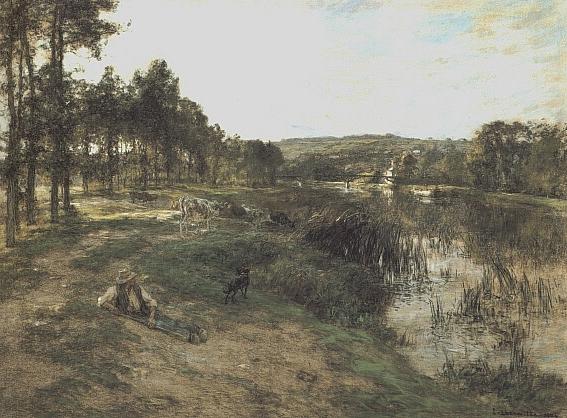 Troupeau Au Bord De L'eau — Léon Augustin L'hermitte