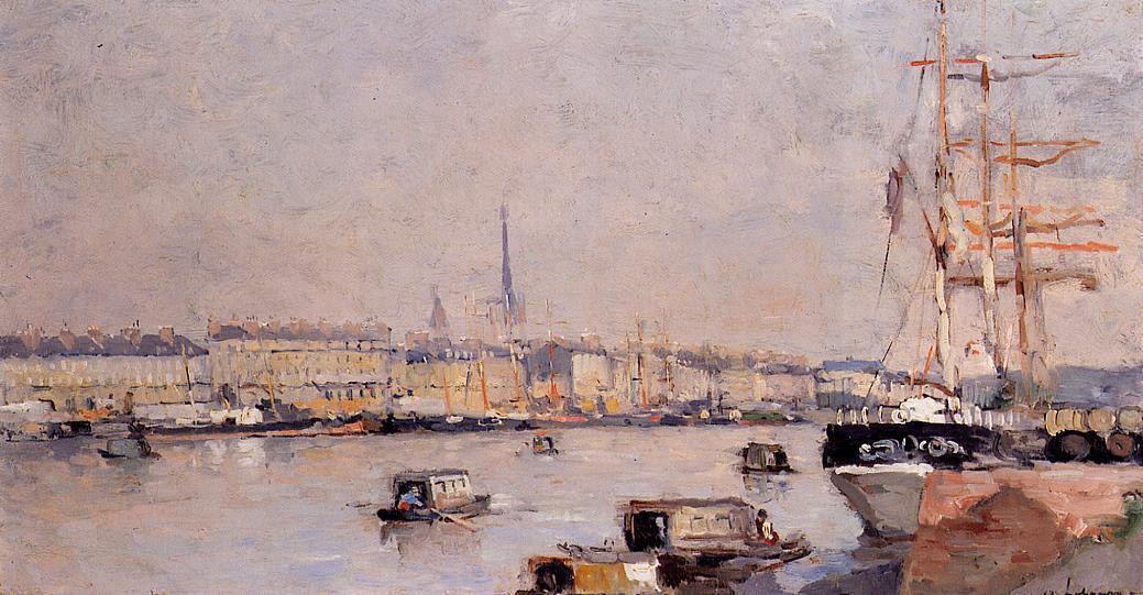 The Port Of Rouen With Cathedral — Albert-charles Lebourg