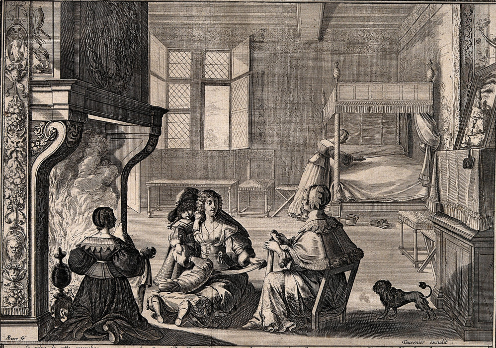 A Woman Wrapping A Baby In Swaddling Bandages After Breast — Abraham Bosse
