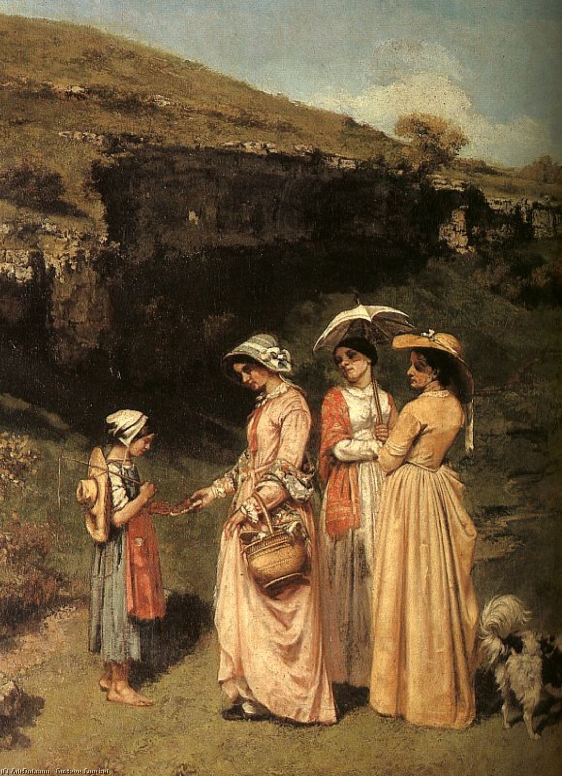 Las Damas Del Pueblo Dando Limosna A Un Vaquero I — Gustave Courbet
