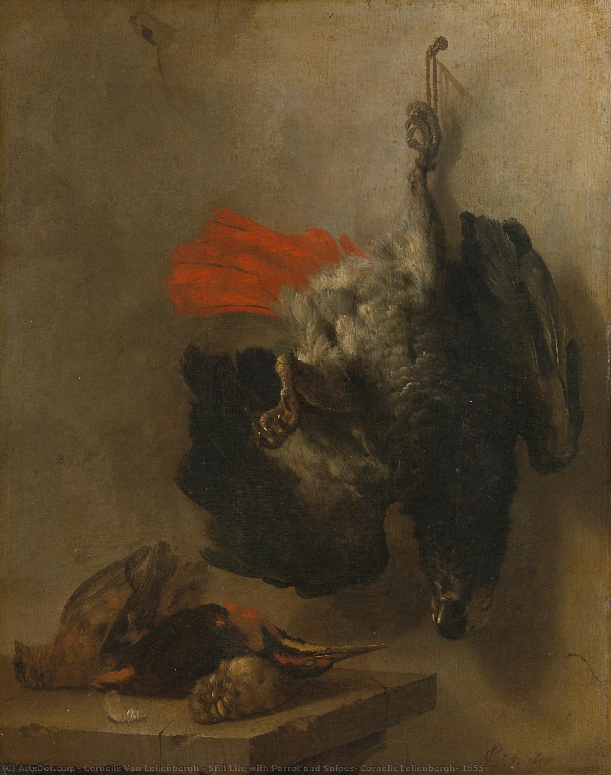 Still Life With Parrot And Snipes, Cornelis Lelienbergh, 1655 — Cornelis Van Lelienbergh