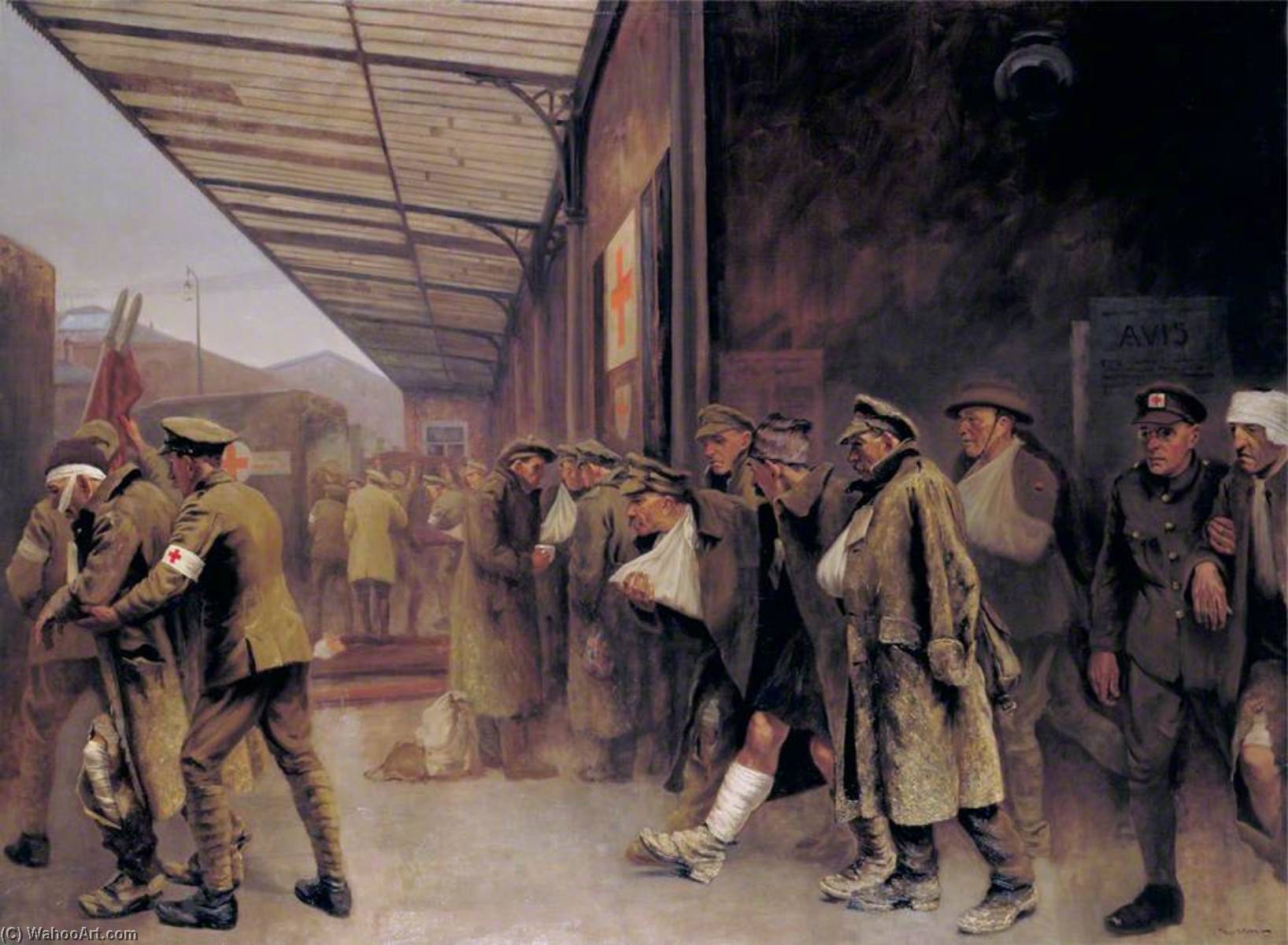 British Red Cross Society And Order Of St John Of Jerusalem Workers Attending Wounded On Their Arrival At Boulogne Station — Haydn Reynolds Mackey