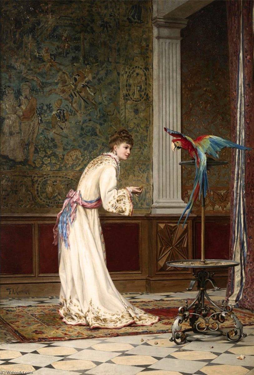 Lady With A Parrot — Frederik Henrdik Kaemmerer