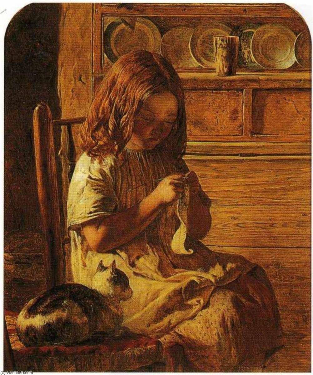Little Girl Sewing — John Dawson Watson