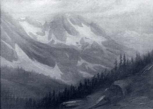 Snow Covered Mountain Landscape, (painting) — Frank Harold Hayward