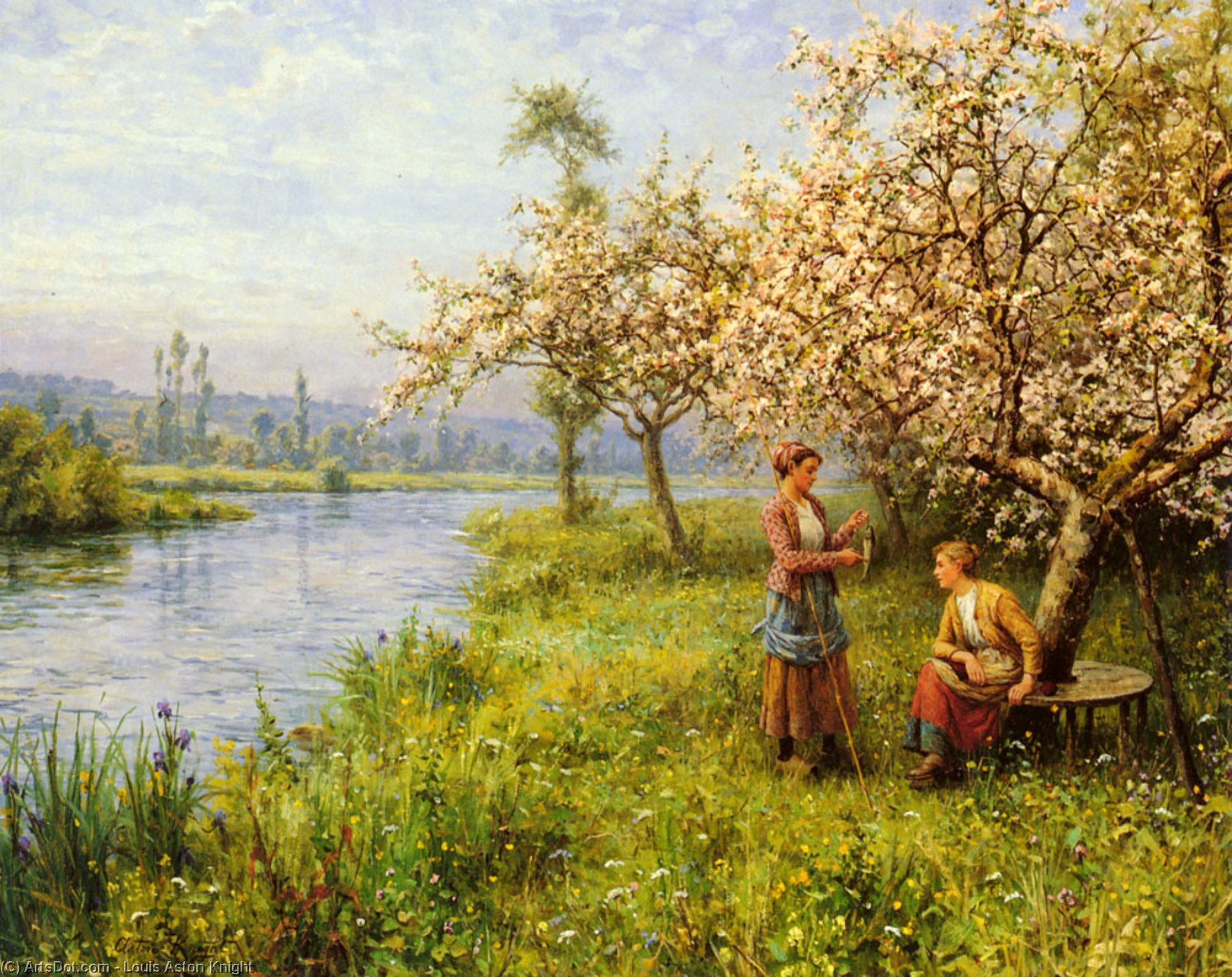 Country Women After Fishing On A Summer's Day — Louis Aston Knight