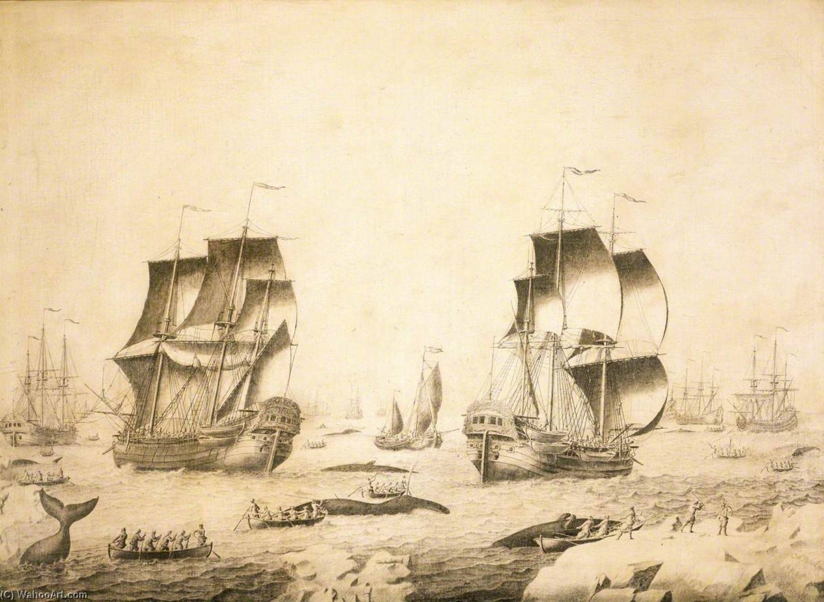 Whalers In The Ice — Adriaen Van Salm