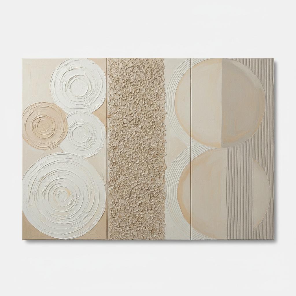 Monolithic Echoes In Sand And Cream: A Meditative Triptych Of Organic Form — David Moreau