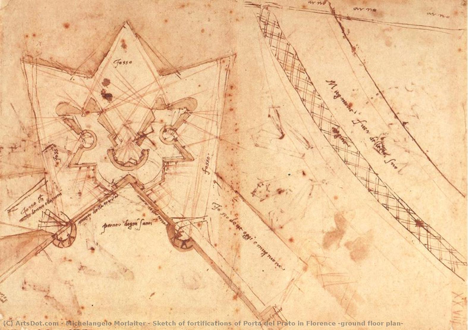 Sketch Of Fortifications Of Porta Del Prato In Florence (ground Floor Plan) — Michelangelo Morlaiter