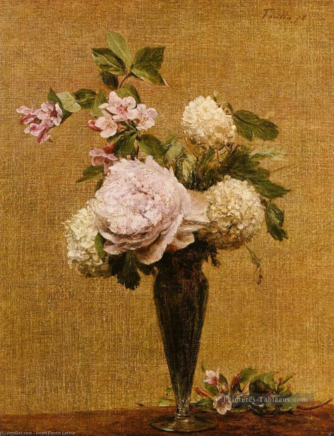 Vase Of Peonies And Snowballs — Henri Fantin-latour