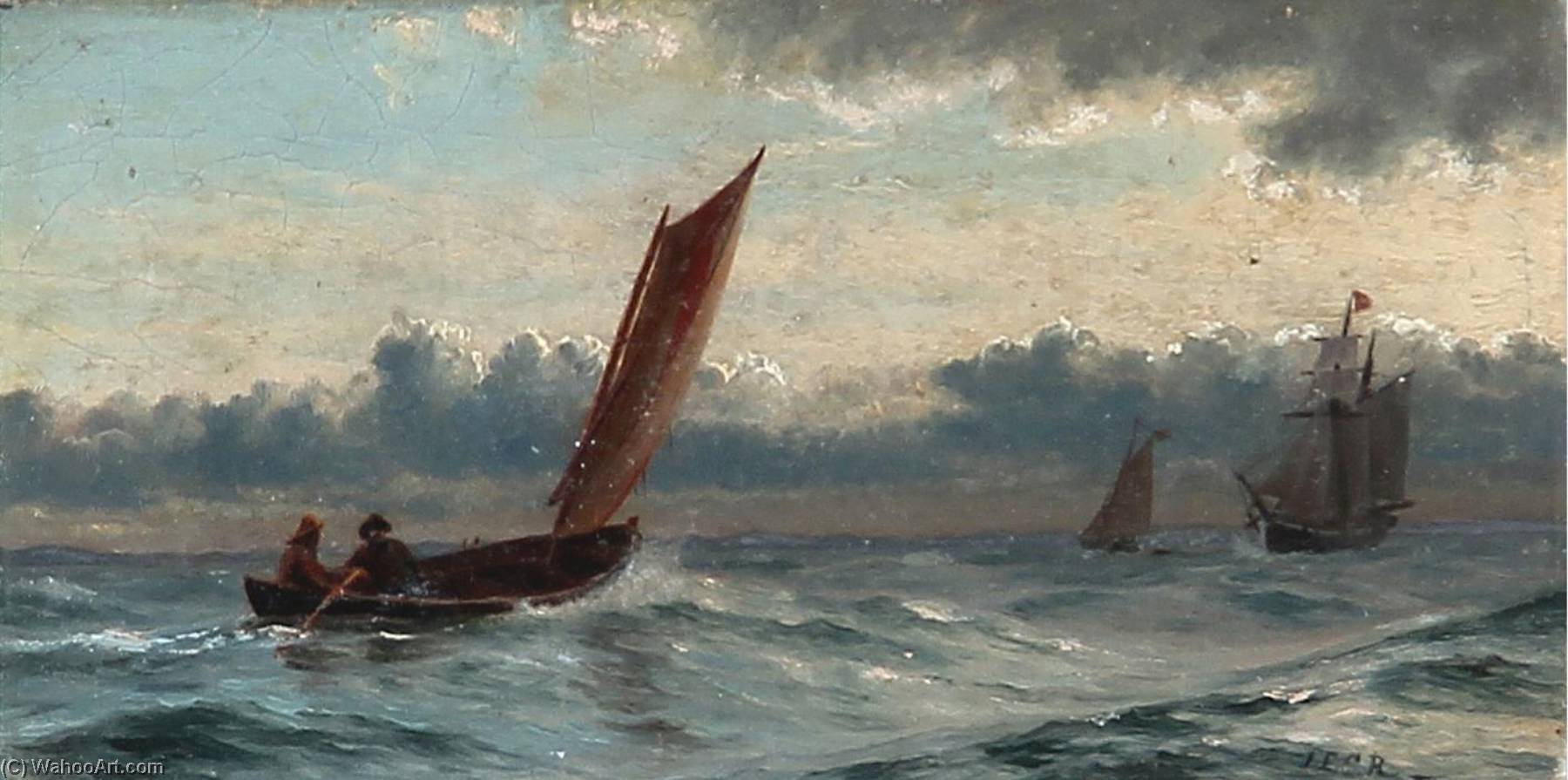 Two Fishermen In A Fishing Boat — Jens Erik Carl Rasmussen