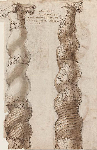 Etudes De Deux Colonnes Torses (recto); Etudes D'un Chapiteau Corinthien Et De Deux Aiguieres (verso) — Charles James Adams