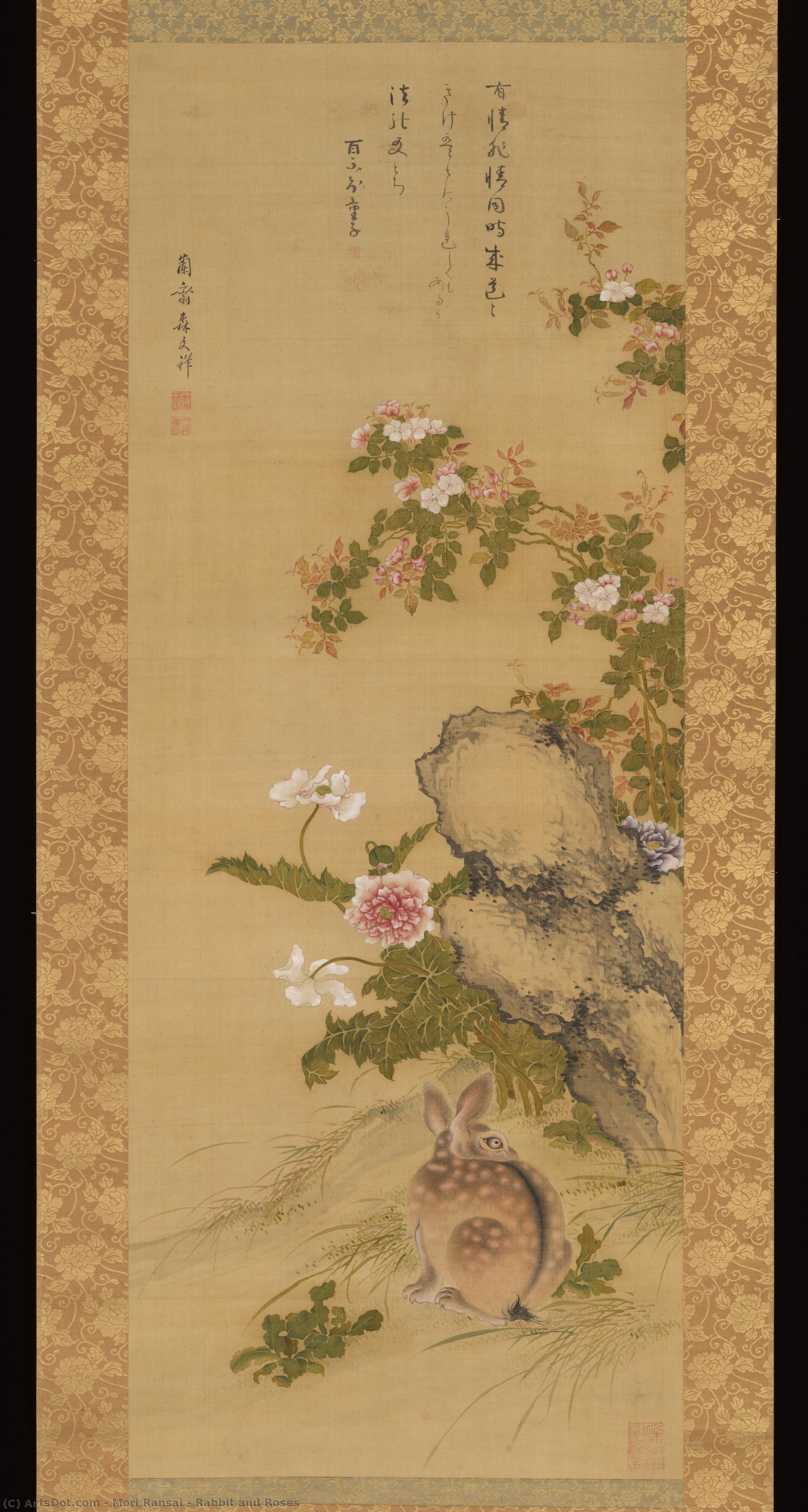 Rabbit And Roses — Mori Ransai
