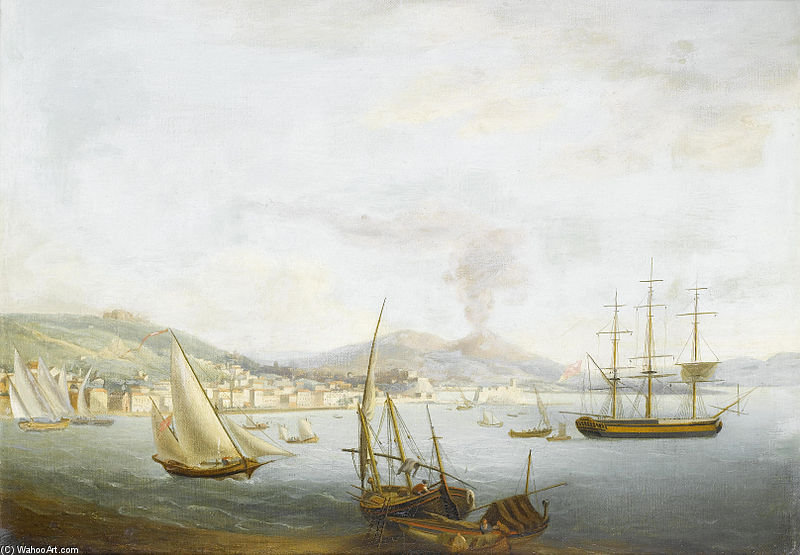 A British Merchantman Amidst Local Craft In The Bay Of Naples — John Thomas Serres