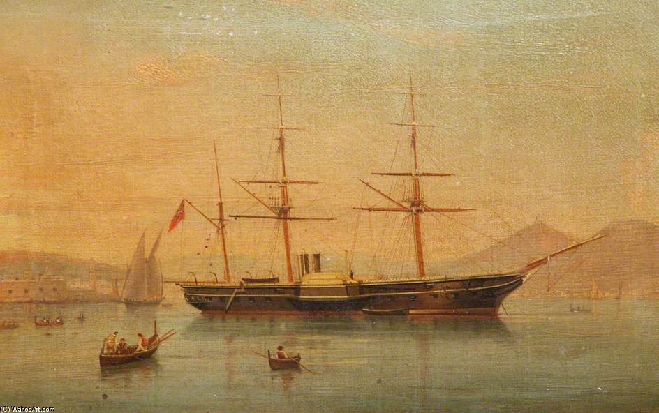 A Paddle Frigate At Anchor Off Naples — Antonio De Simone