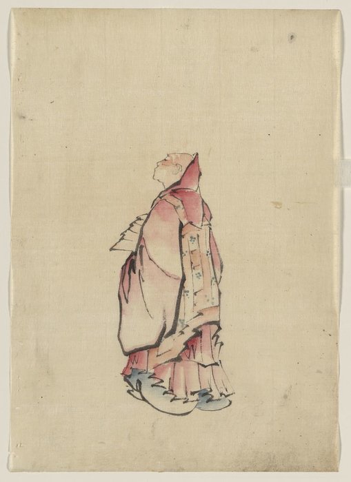 Seitenansicht Eines Mönchs, Vollständiges Porträt, Von Links Blickend, In Gewand Mit Kapuze — Katsushika Hokusai