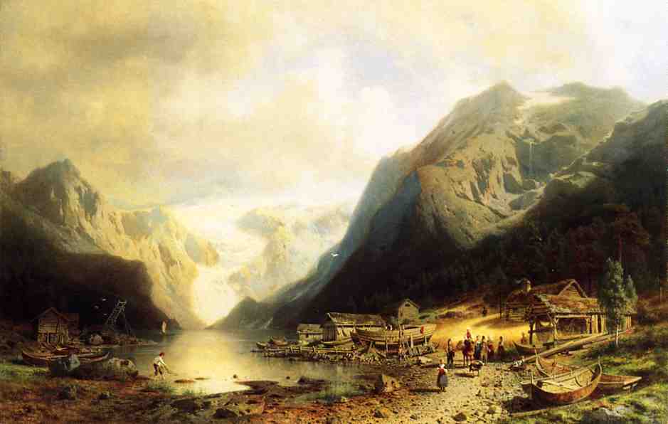 Fishermans Village On An Alpine Lake — Herman Herzog