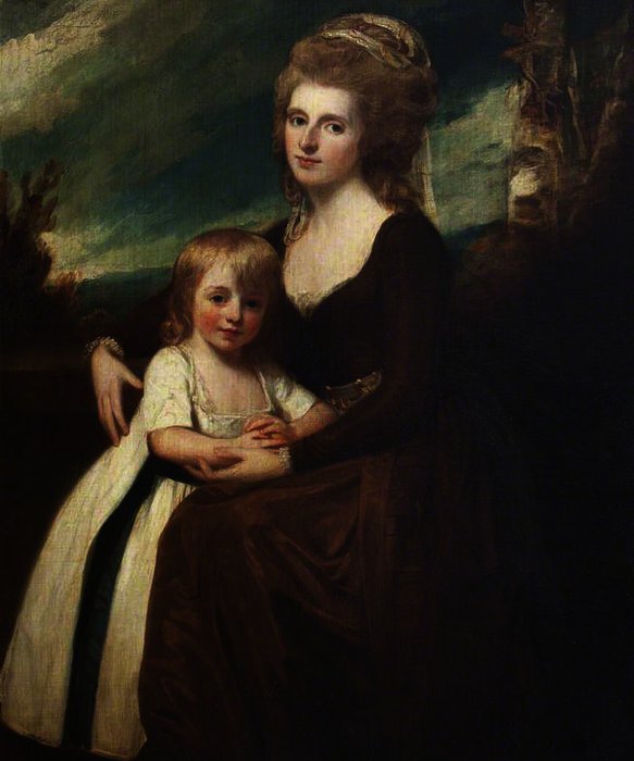 Frances Bankes, Lady Brownlow, With Her Son, The Honourable John Cust — George Romney