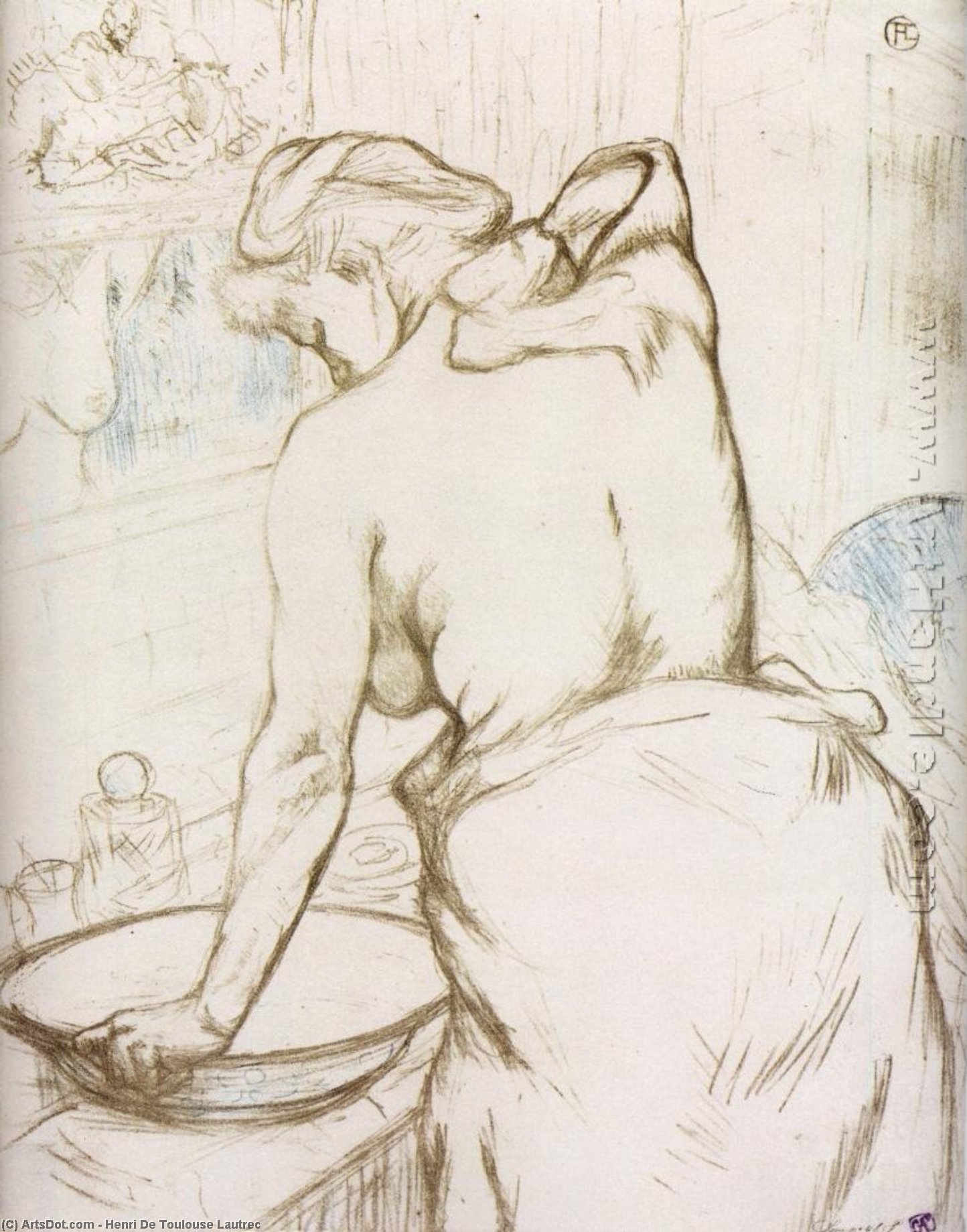 Woman At Her Toilette Them, Washing Herself — Henri De Toulouse-lautrec