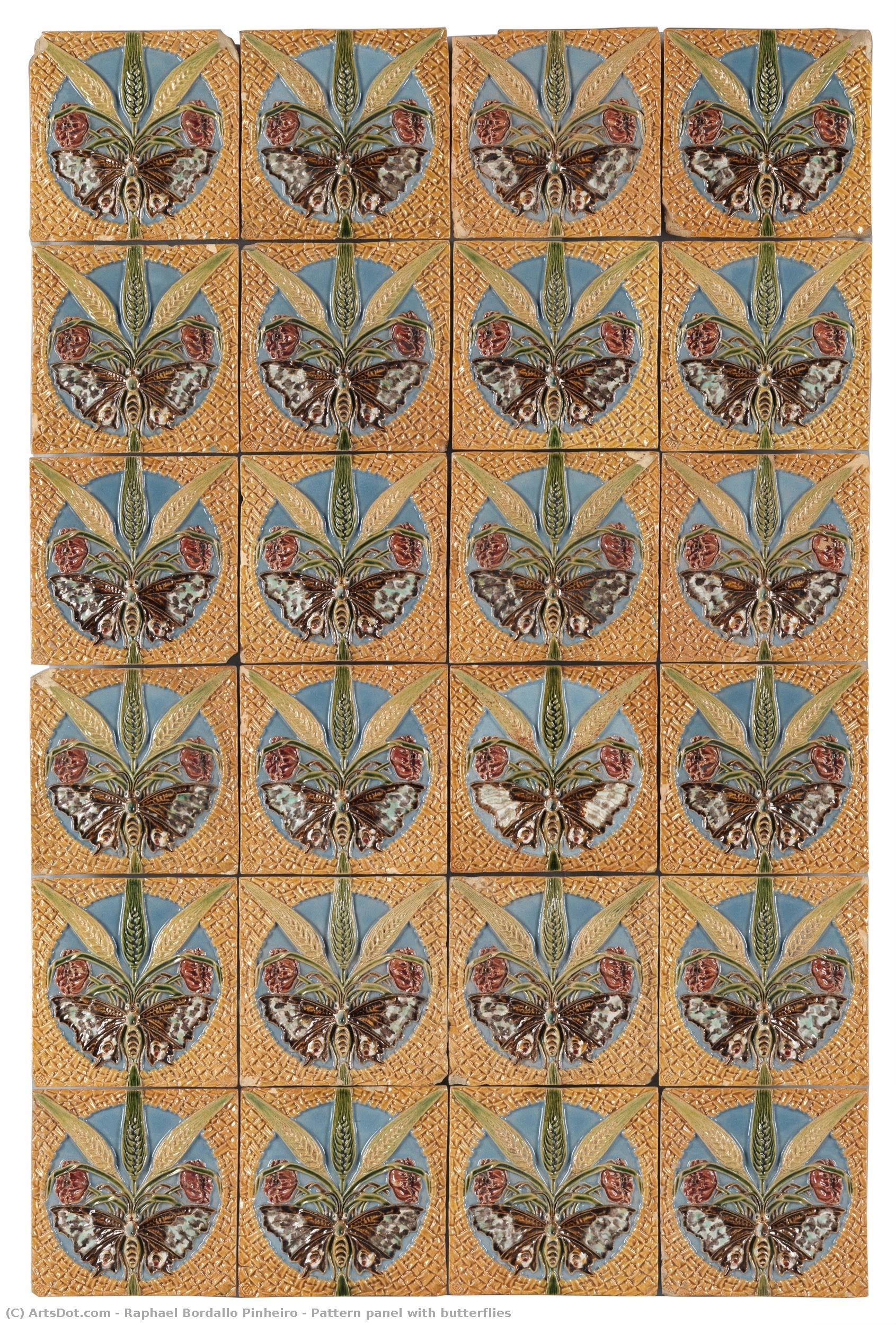 Pattern Panel With Butterflies — Raphael Bordallo Pinheiro