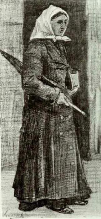Sien Mit Regenschirm Und Gebetbuch — Vincent Willem Van Gogh