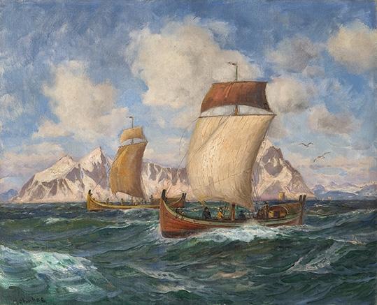 Longboats In A Fresh Breeze — Thorolf Holmboe