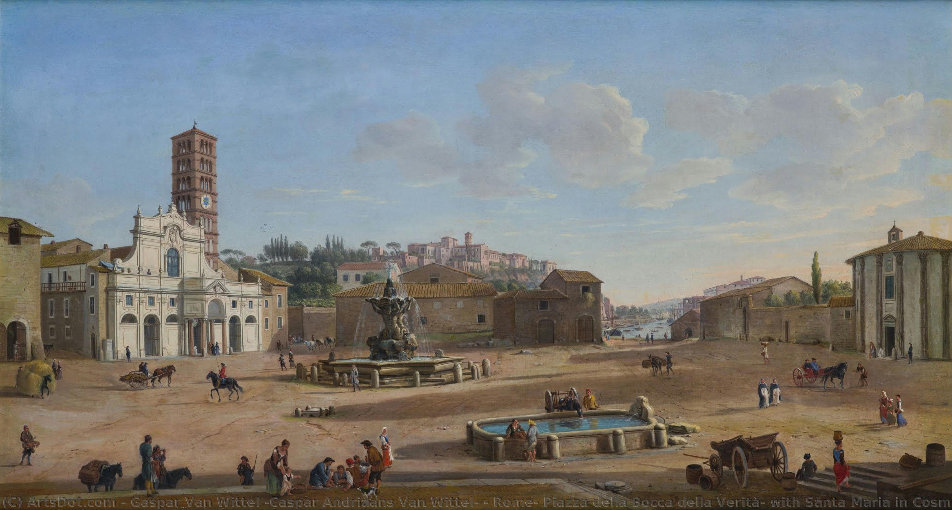 Rome, Piazza Della Bocca Della Verità, With Santa Maria In Cosmedin \nand The Temple Of Ercole Vincitore — Gaspar Van Wittel