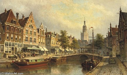 The Fishmarket With The St. Janskerk Beyond, Gouda — Eduard Alexander Hilverdink
