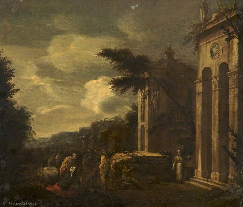 Figures Near Classical Ruins — Пьетро Франческо Мола