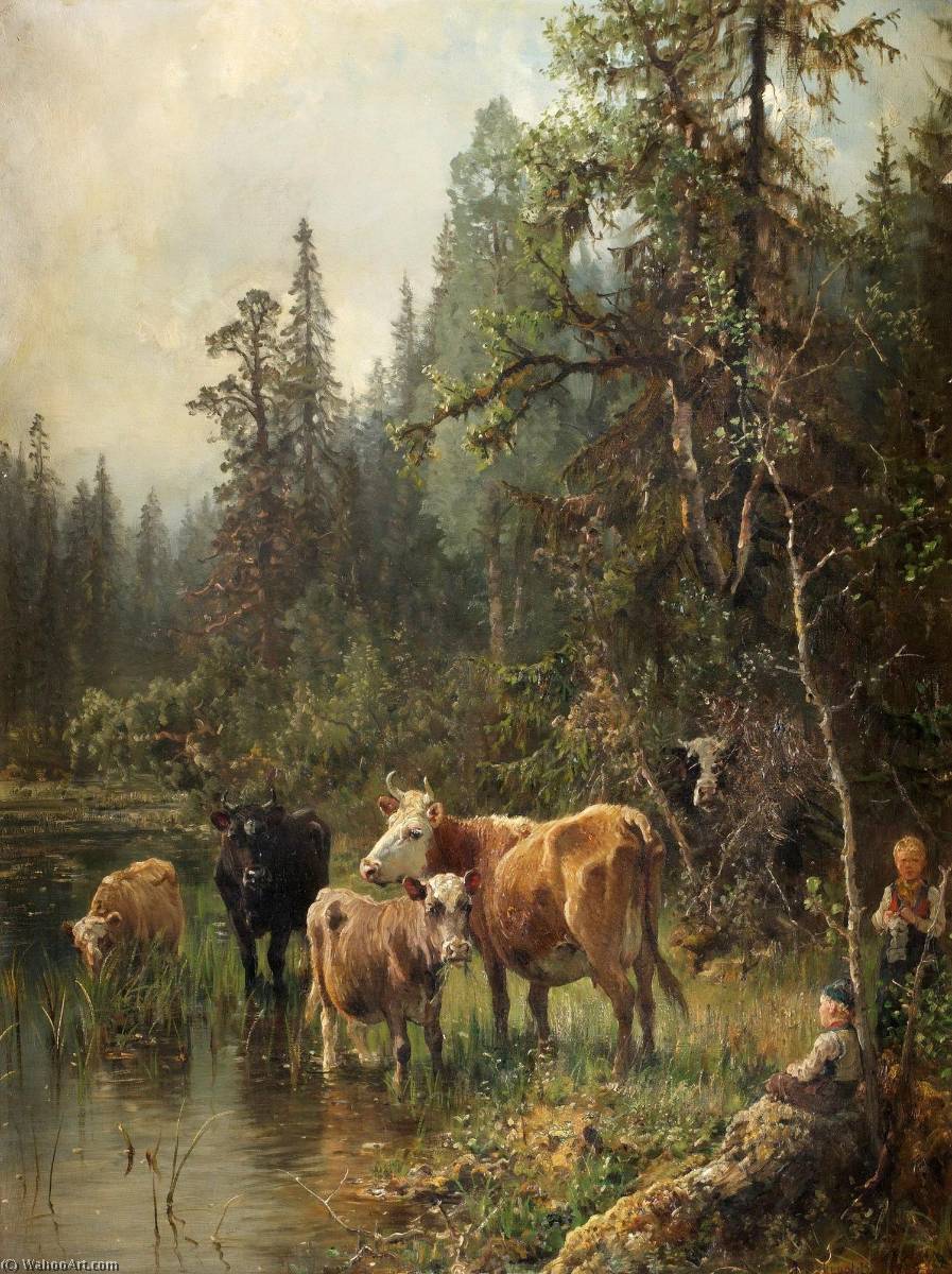 Morning At The Edge Of A Forest Lake — Anders Monsen Askevold