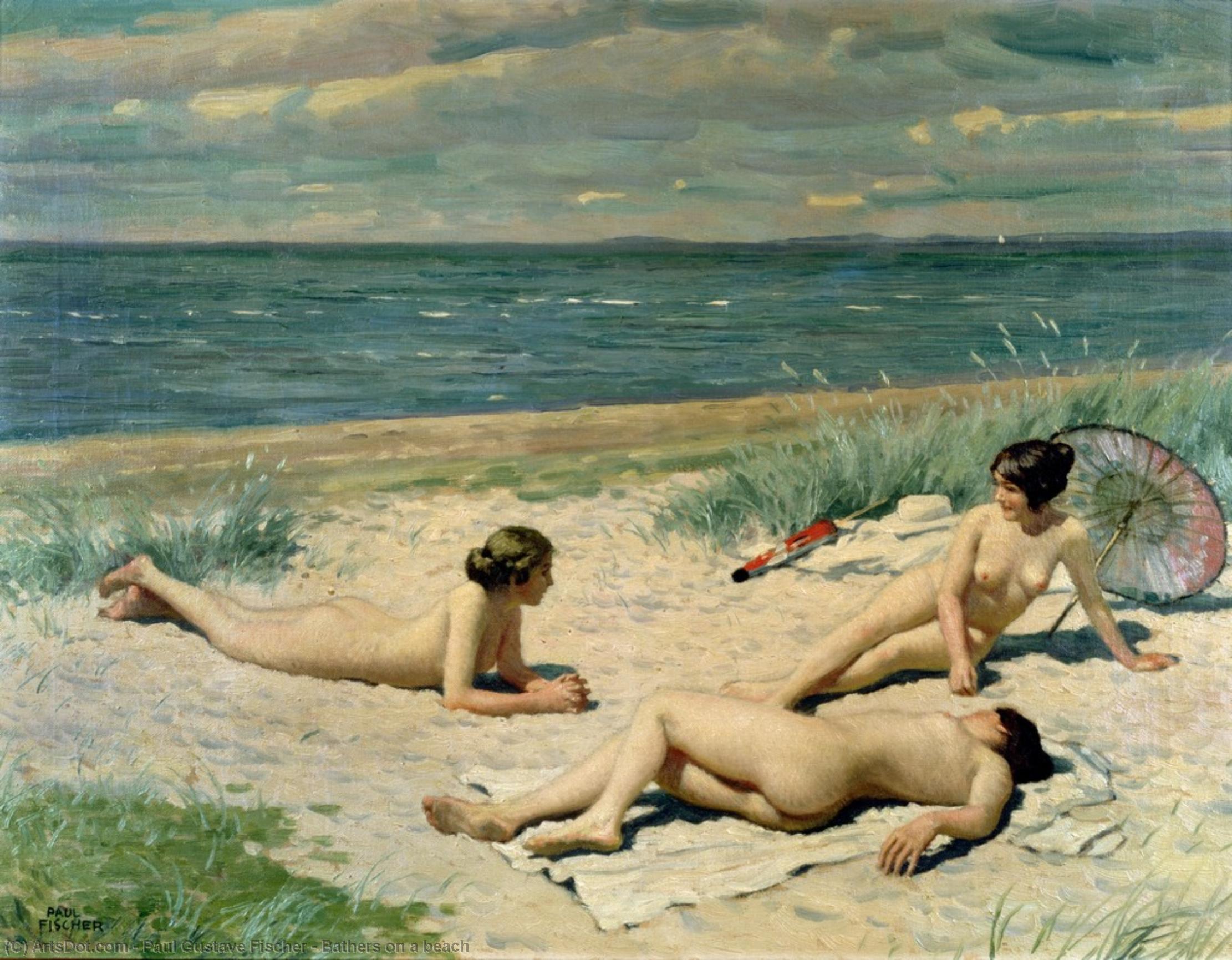 Bathers On A Beach — Paul Gustave Fischer