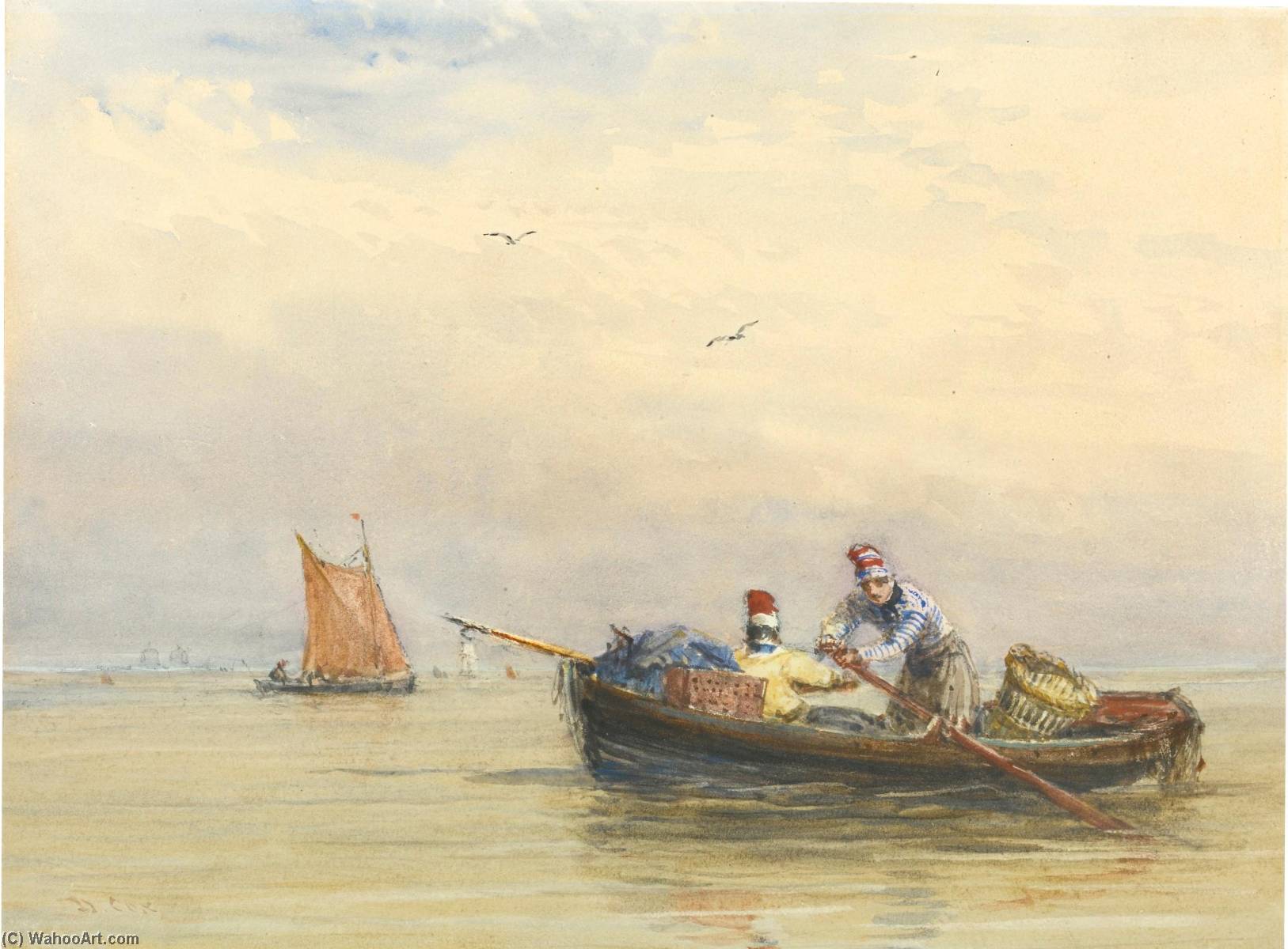 Fishing On The Thames At Bugsby's Reach, Blackwall — David Cox