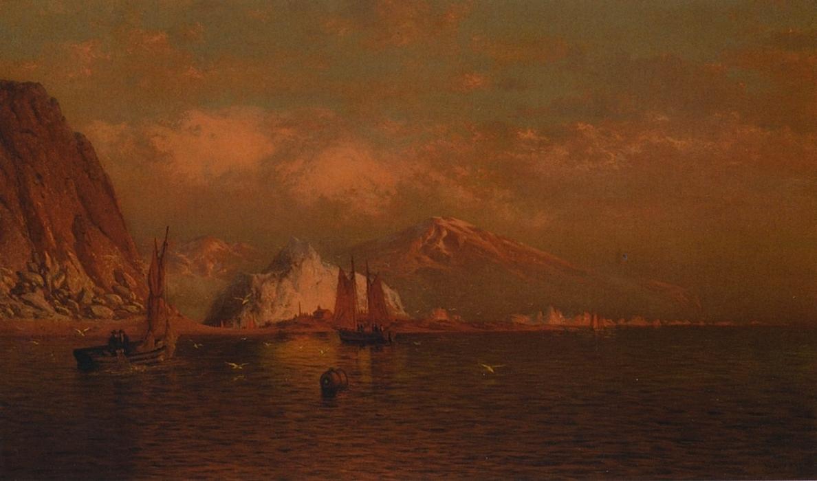 Labrador Mountain And Icebergs By Light Of The Midnight Sun — William Bradford
