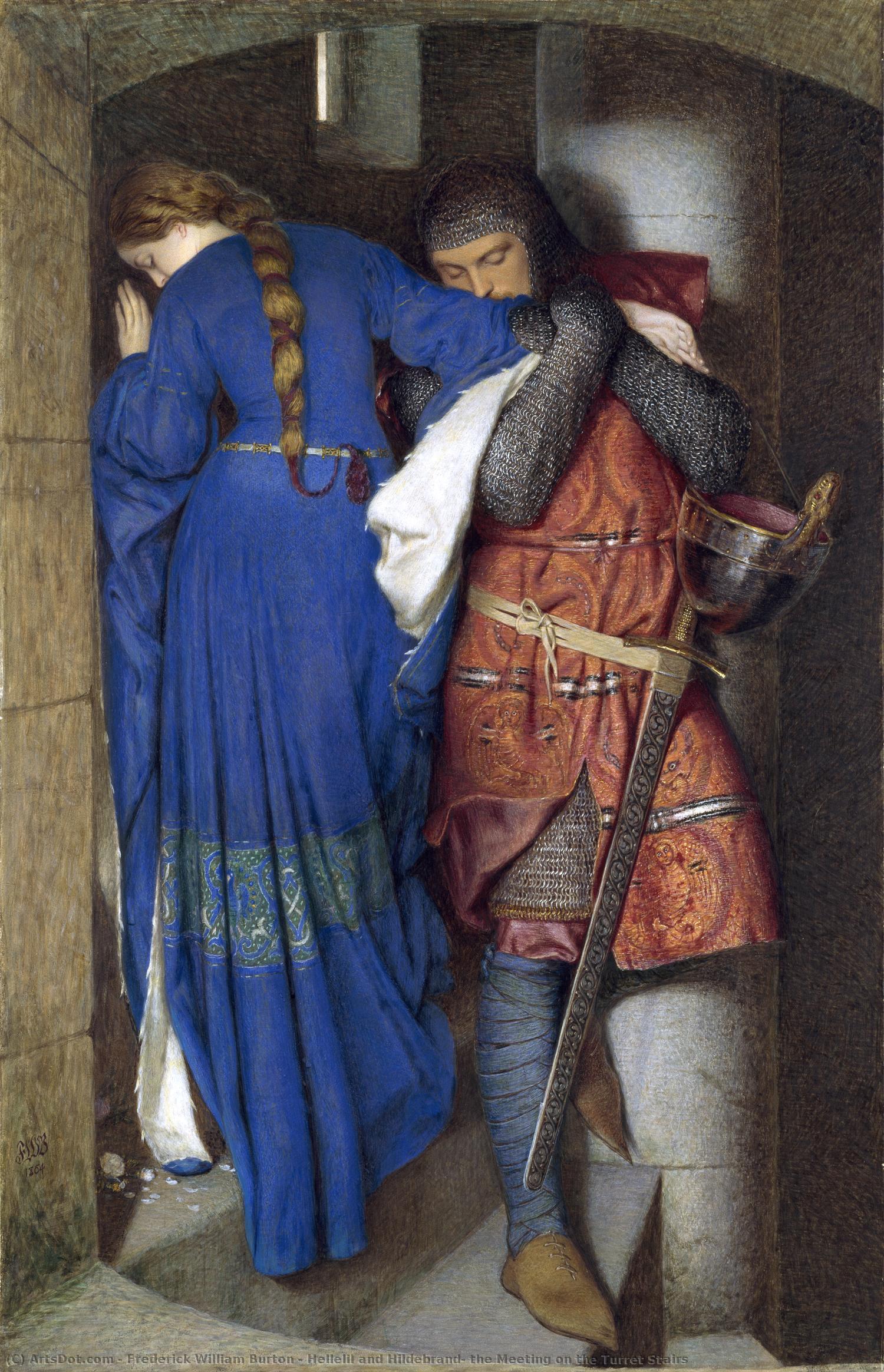 Hellelil And Hildebrand, The Meeting On The Turret Stairs — Frederick William Burton