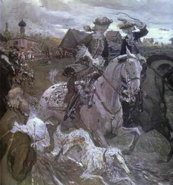 Peter Ii And Princess Elizabeth Petrovna Riding To Hounds — Valentin Alexandrovich Serov