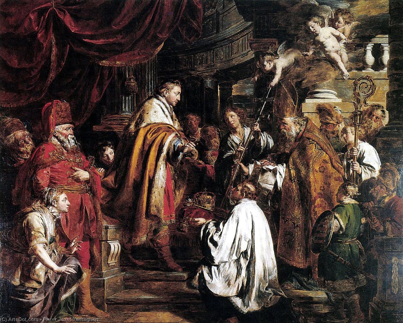 Saint Stephen Hungarian King Receives The Pope's Envoys Who Bring The Crown — Pieter Jozef Verhaghen