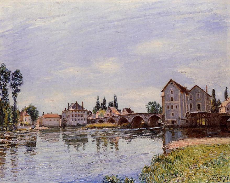 The Loing Flowing Under The Moret Bridge — Alfred Sisley