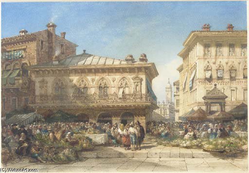 A Flower Market, Verona — William Wyld