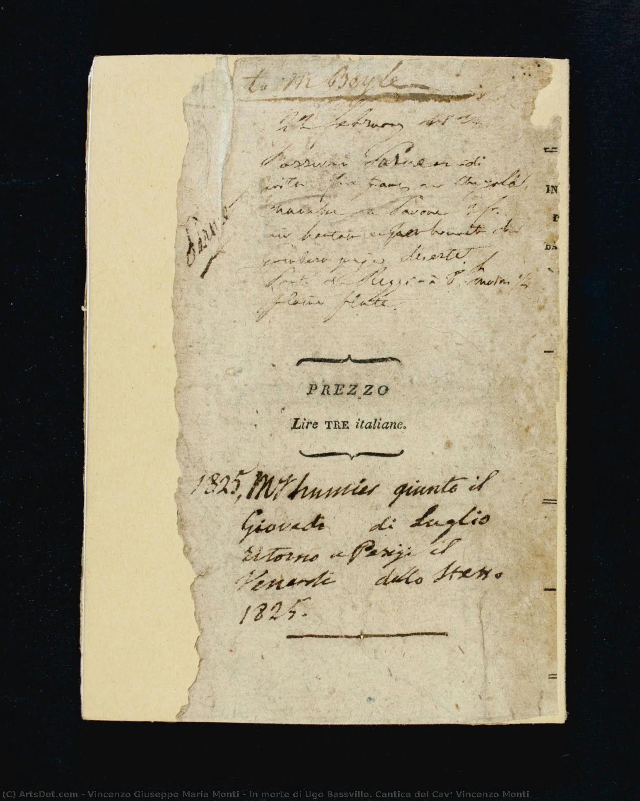In Morte Di Ugo Bassville. Cantica Del Cav. Vincenzo Monti — Vincenzo Giuseppe Maria Monti