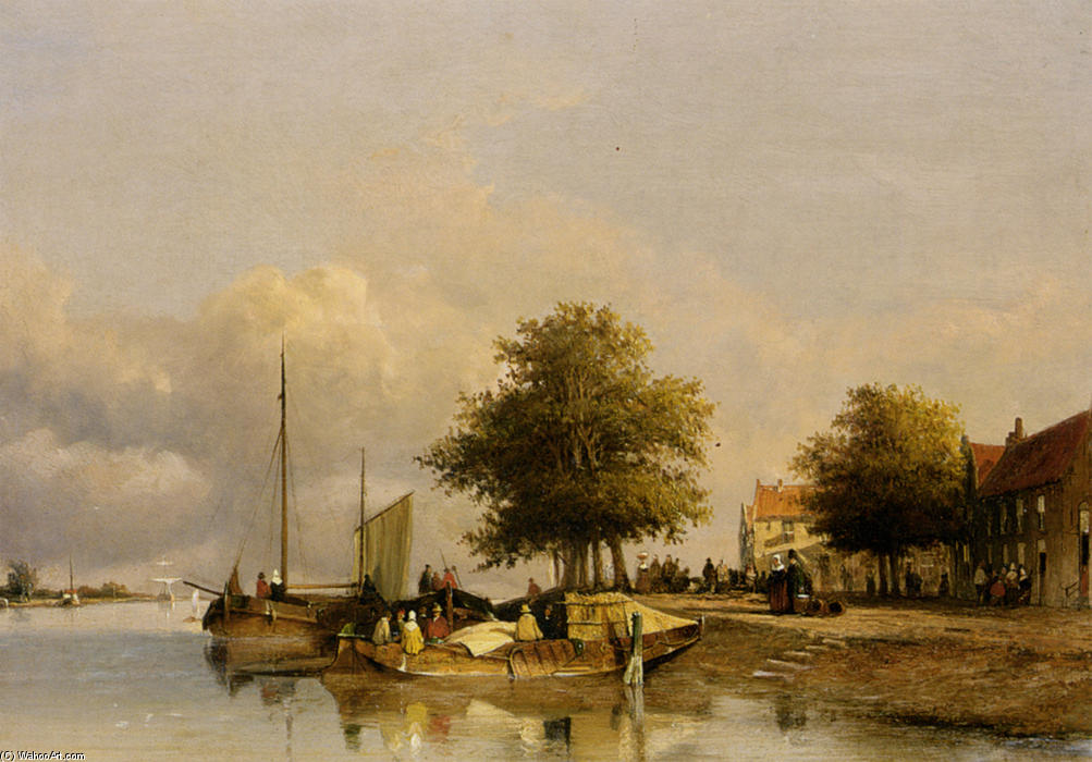 Townsfolk On A Quay, Wijk Bij Duursrede — Johan Hendrik Weissenbruch