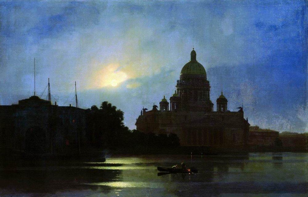 View Of The Isaac Cathedral At Moonlight Night — Arkhip Ivanovich Kuindzhi