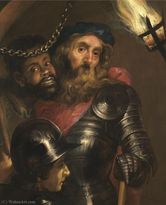 Gentleman Wearing Armour And A Red Sash With A Moor And A Guard — Johann Ulrich Mayr